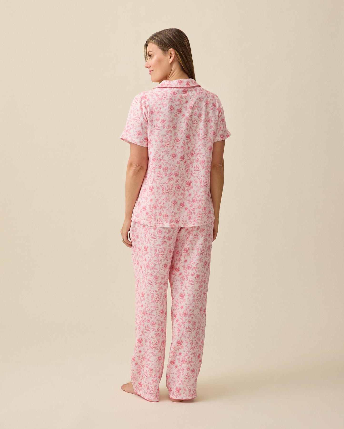 Cotton Bamboo Pajama Set | Pink Toile