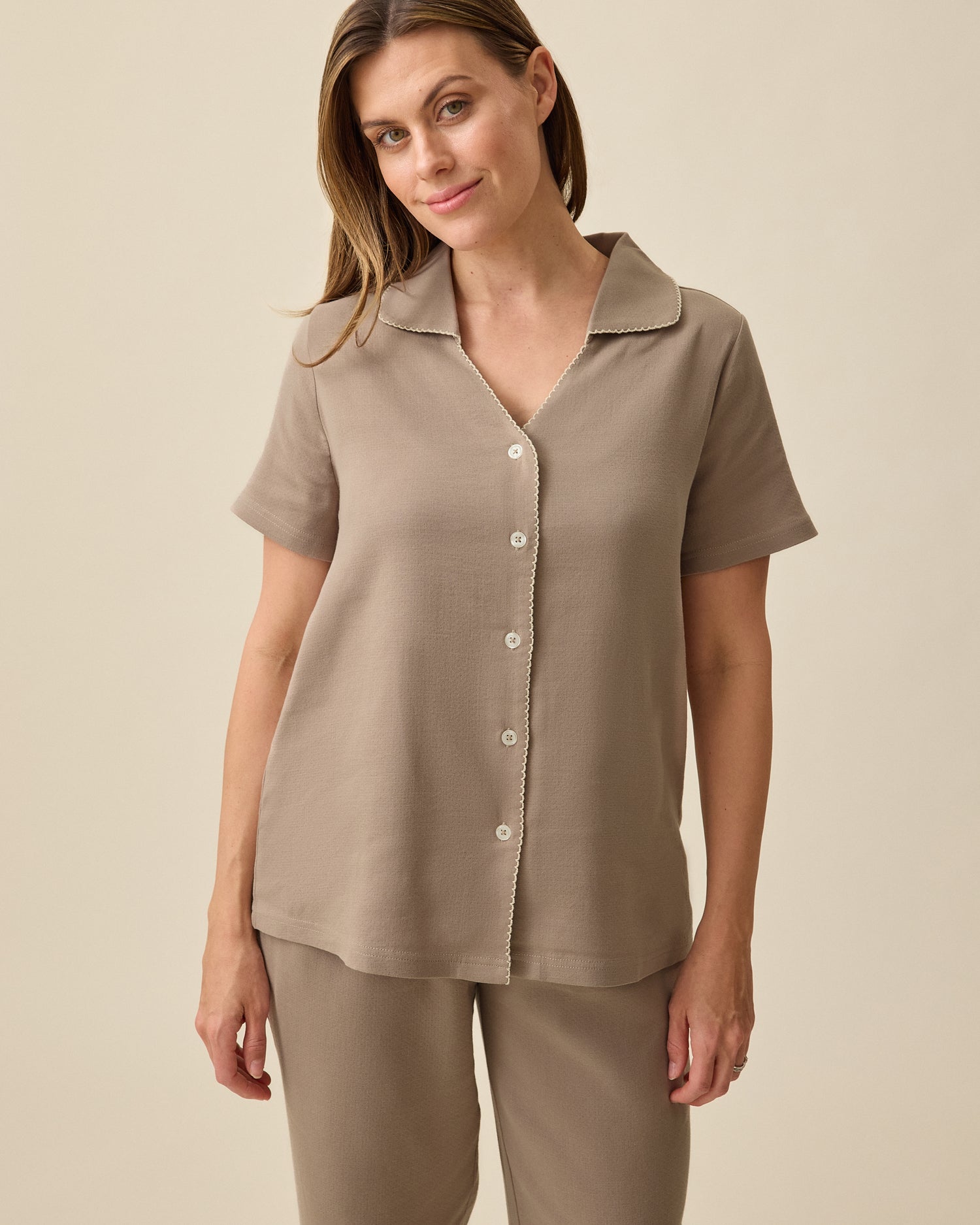 Cotton Bamboo Pajama Set | Taupe