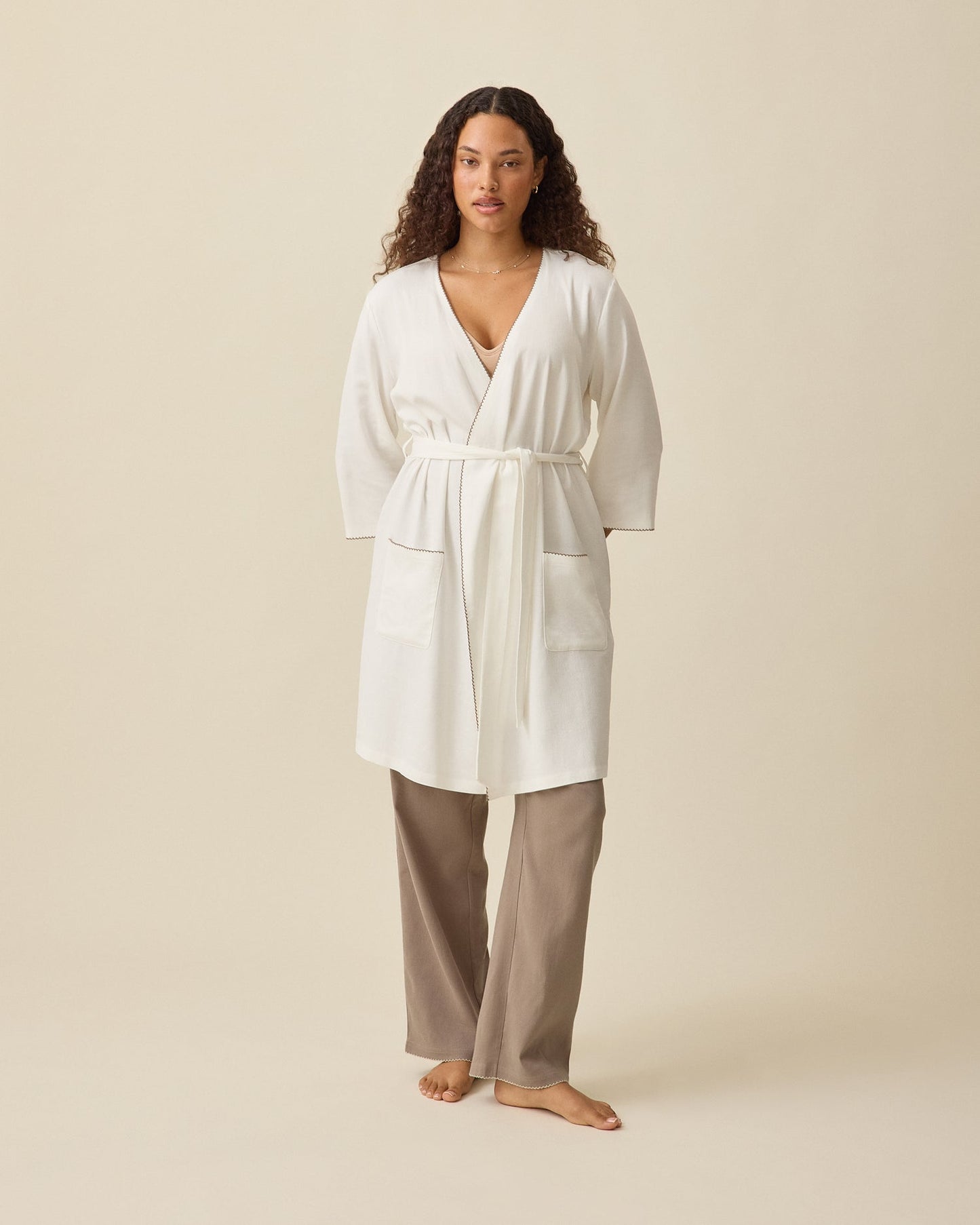 Cotton Bamboo Robe | Ivory