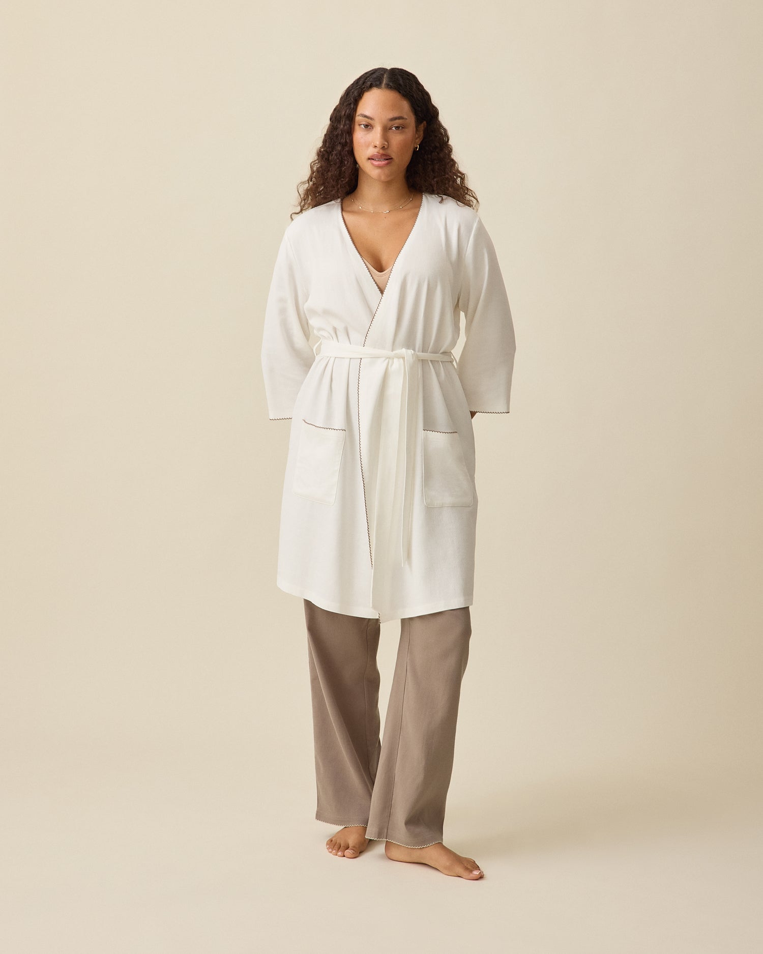 Cotton Bamboo Robe | Ivory