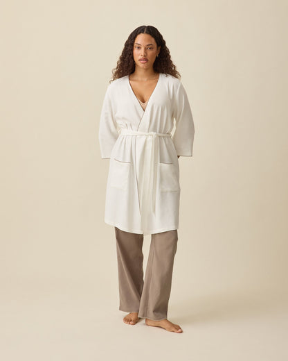 Cotton Bamboo Robe | Ivory