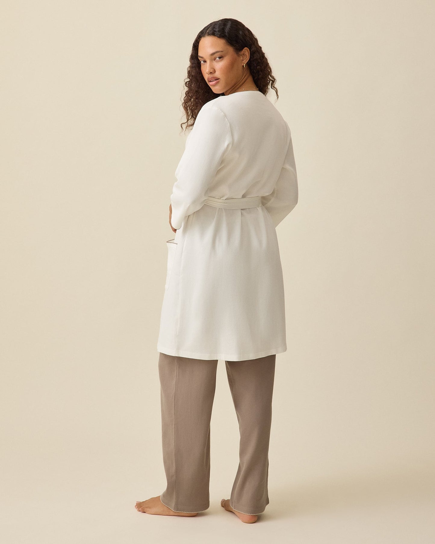 Cotton Bamboo Robe | Ivory
