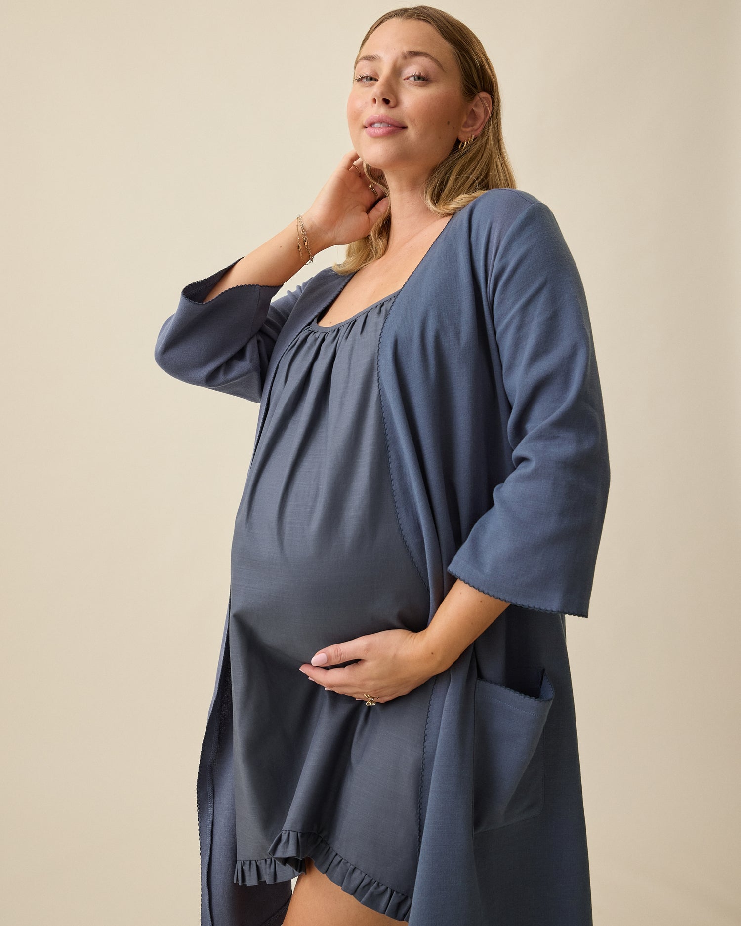 Cotton Bamboo Robe | Midnight Blue