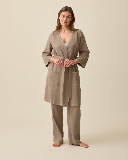 Cotton Bamboo Robe | Taupe