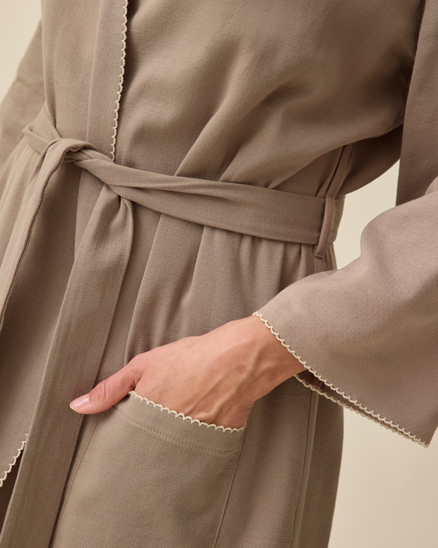 Cotton Bamboo Robe | Taupe