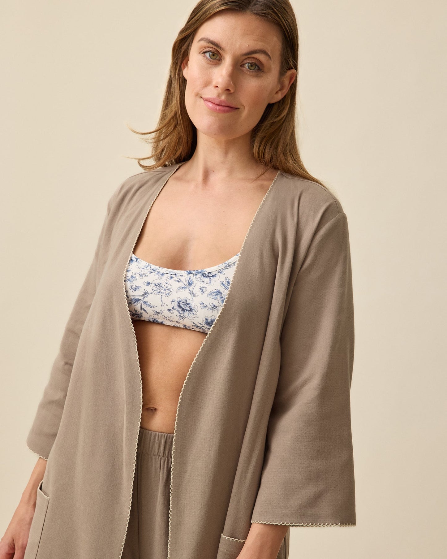 Cotton Bamboo Robe | Taupe