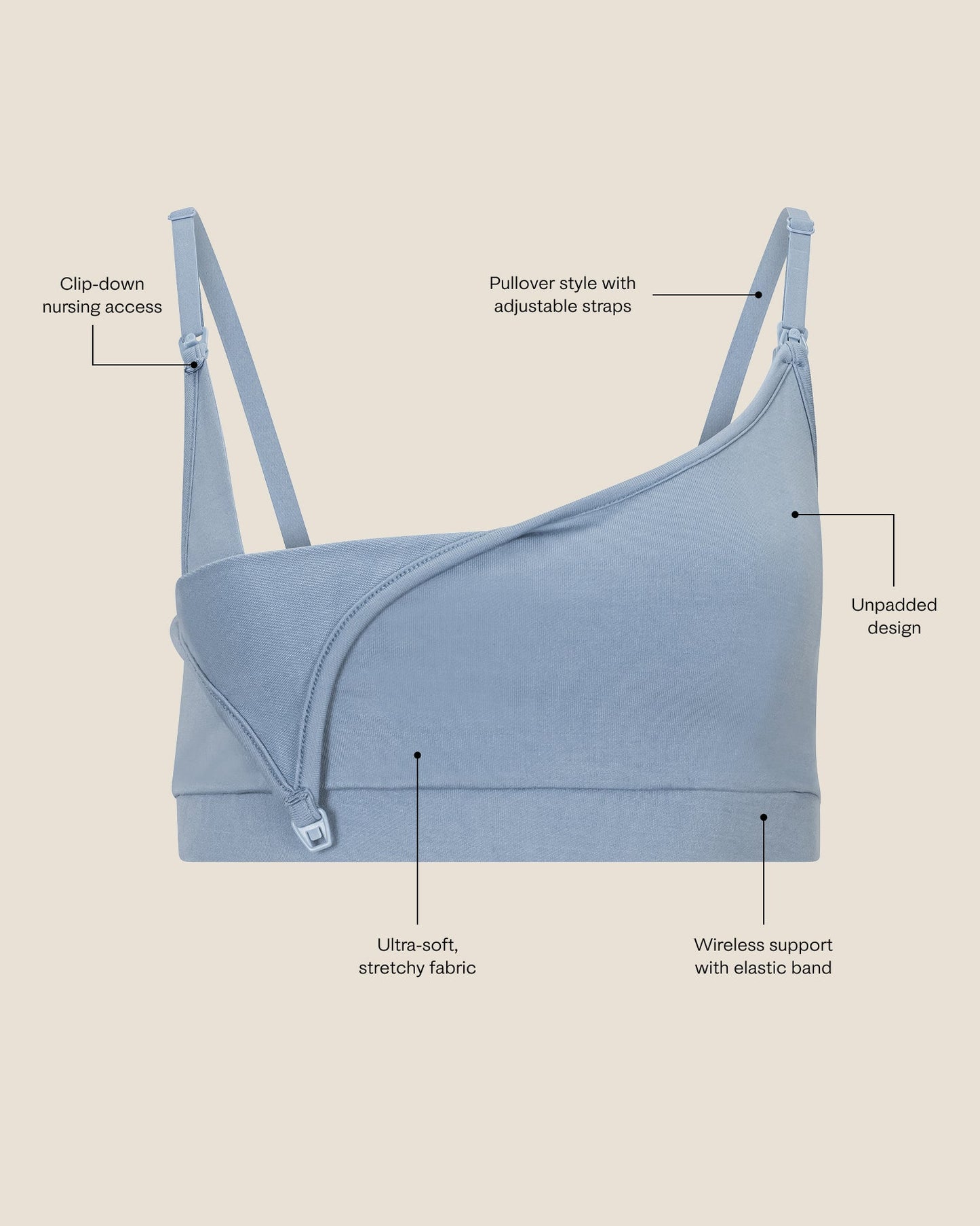 French Terry Maternity & Nursing Bralette | Grey Heather
