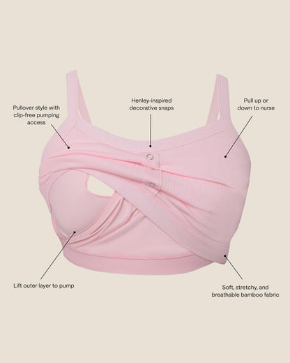 Ribbed Bamboo Pumping Bralette | Pale Pink