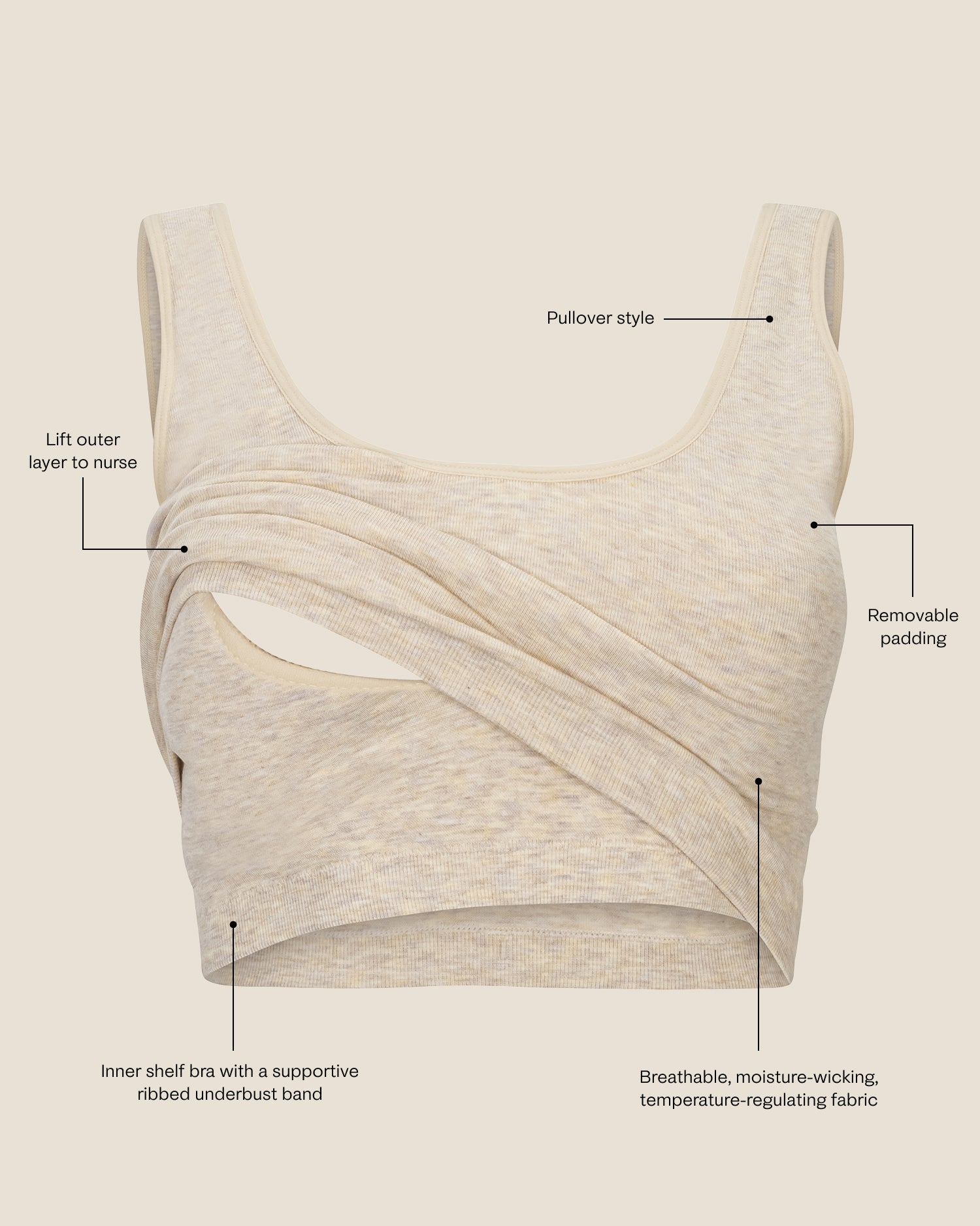 Sublime® Bamboo Scoop Neck Maternity & Nursing Longline Bra Top | Sunset Pink