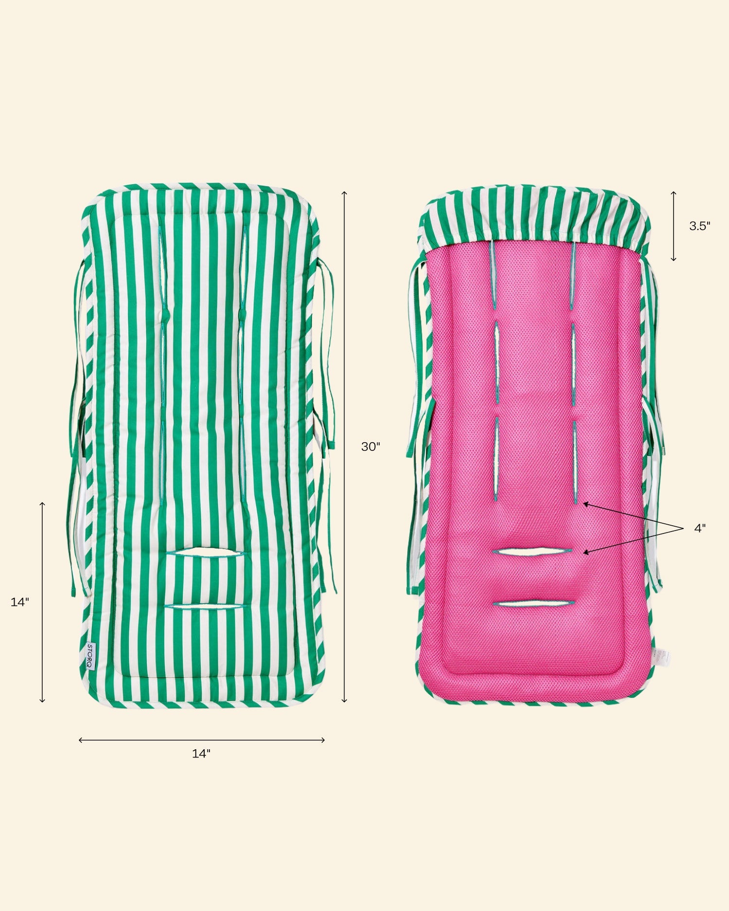 Stroller Party Seat Liner | Green Stripe