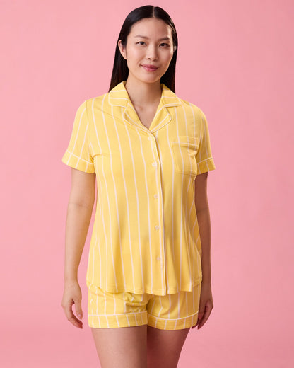 Clea Bamboo Short Sleeve Pajama Set | Dandelion Stripe