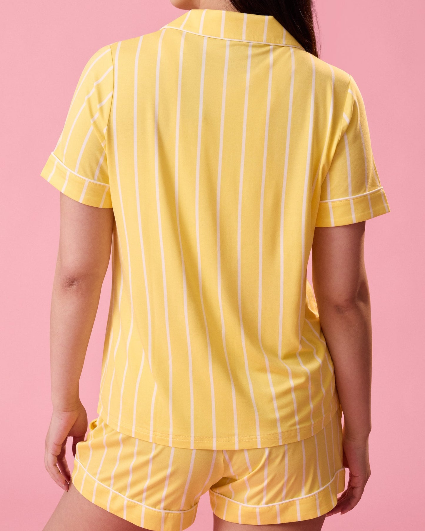 Clea Bamboo Short Sleeve Pajama Set | Dandelion Stripe