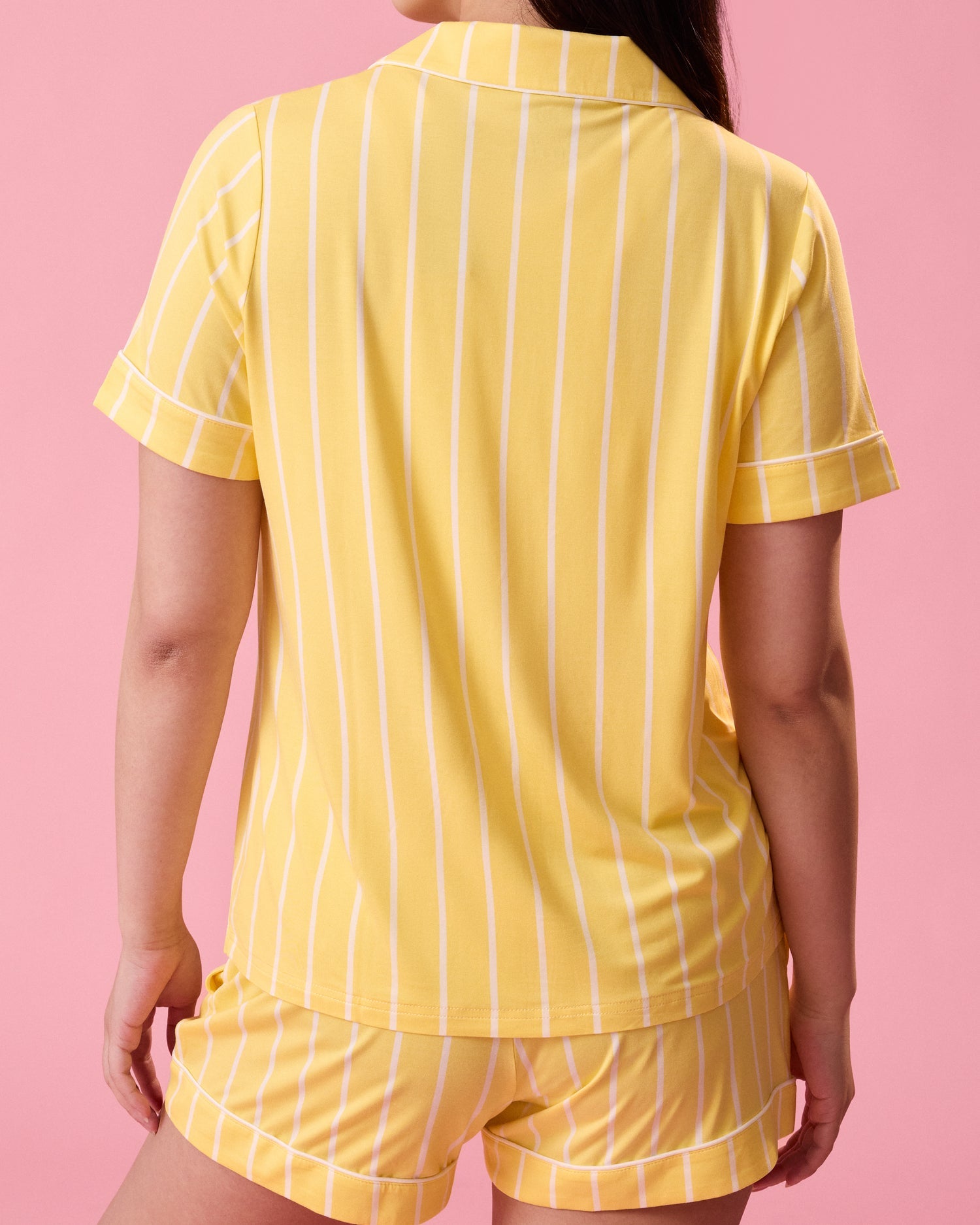 Clea Bamboo Short Sleeve Pajama Set | Dandelion Stripe