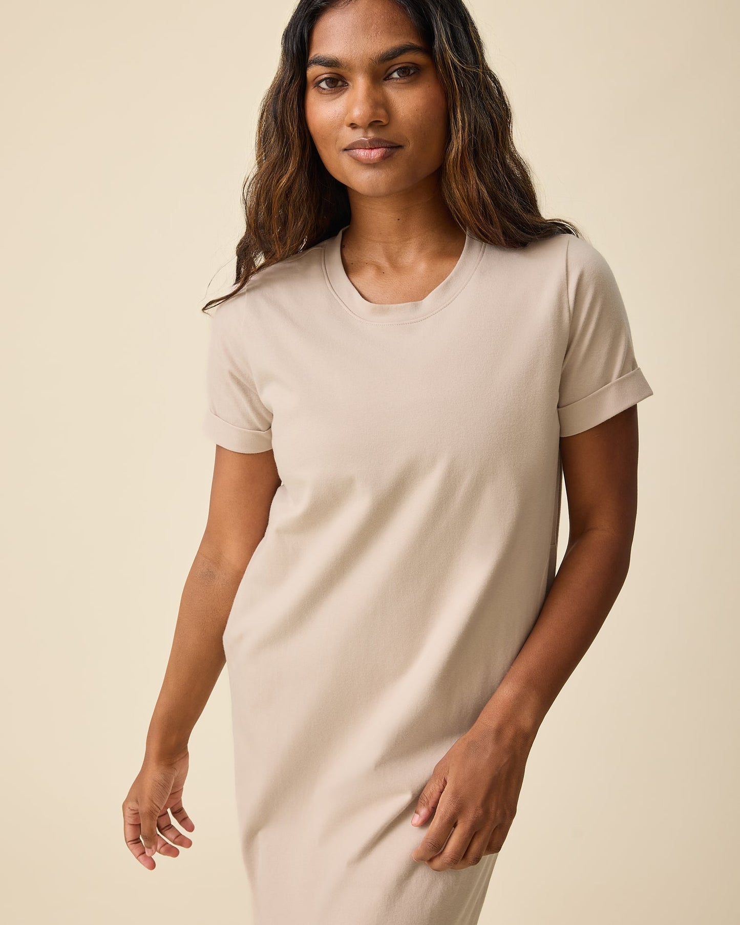Classic Nursing T-shirt Mini Dress | Sand