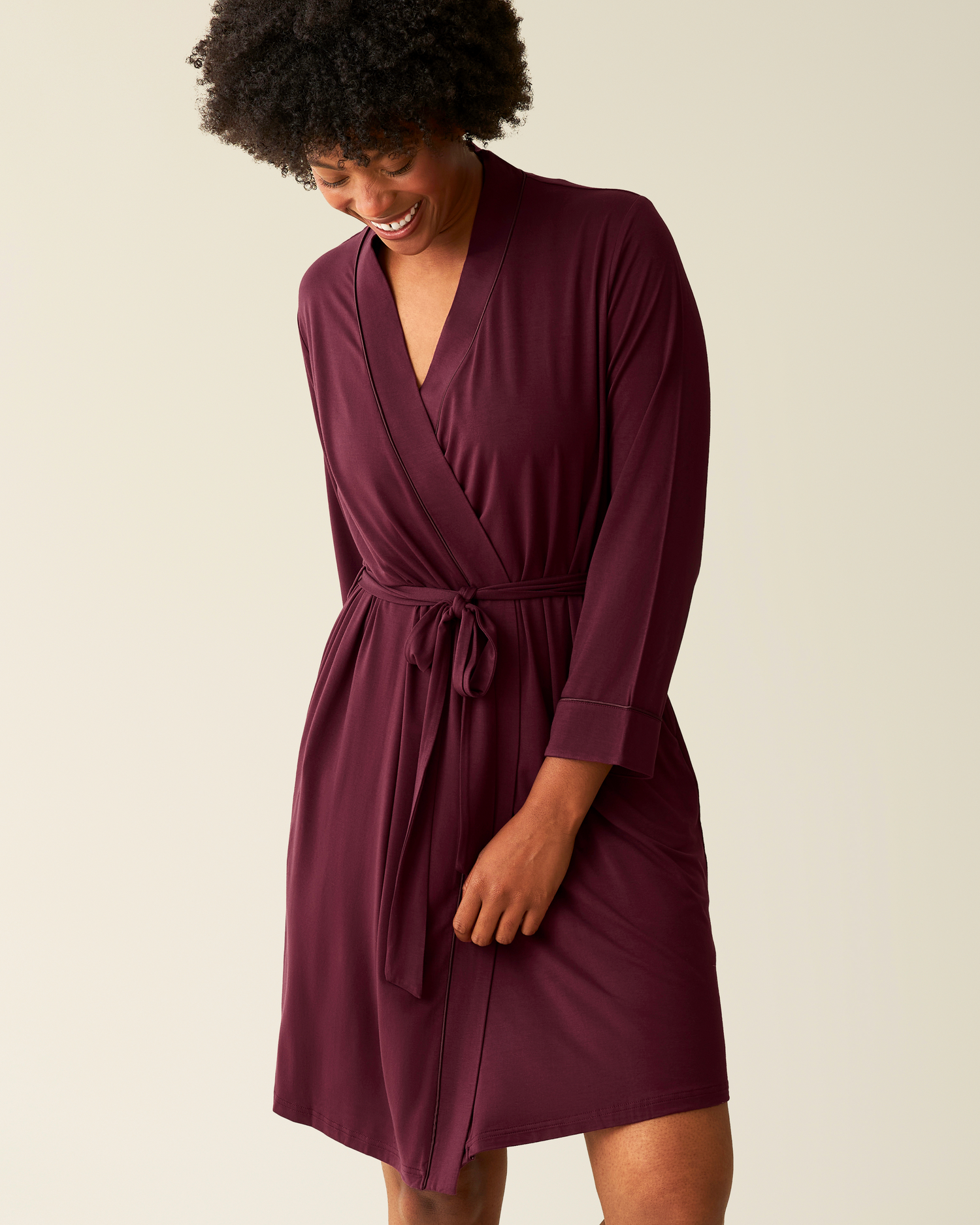 Clea Bamboo Robe | Deep Burgundy