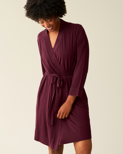 Clea Bamboo Robe | Deep Burgundy