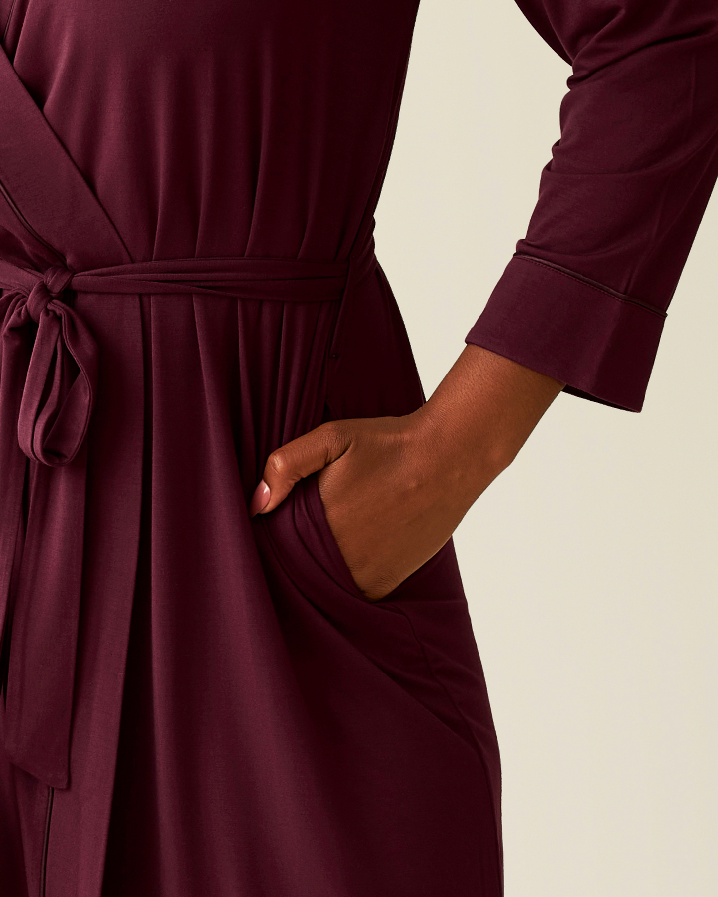 Clea Bamboo Robe | Deep Burgundy