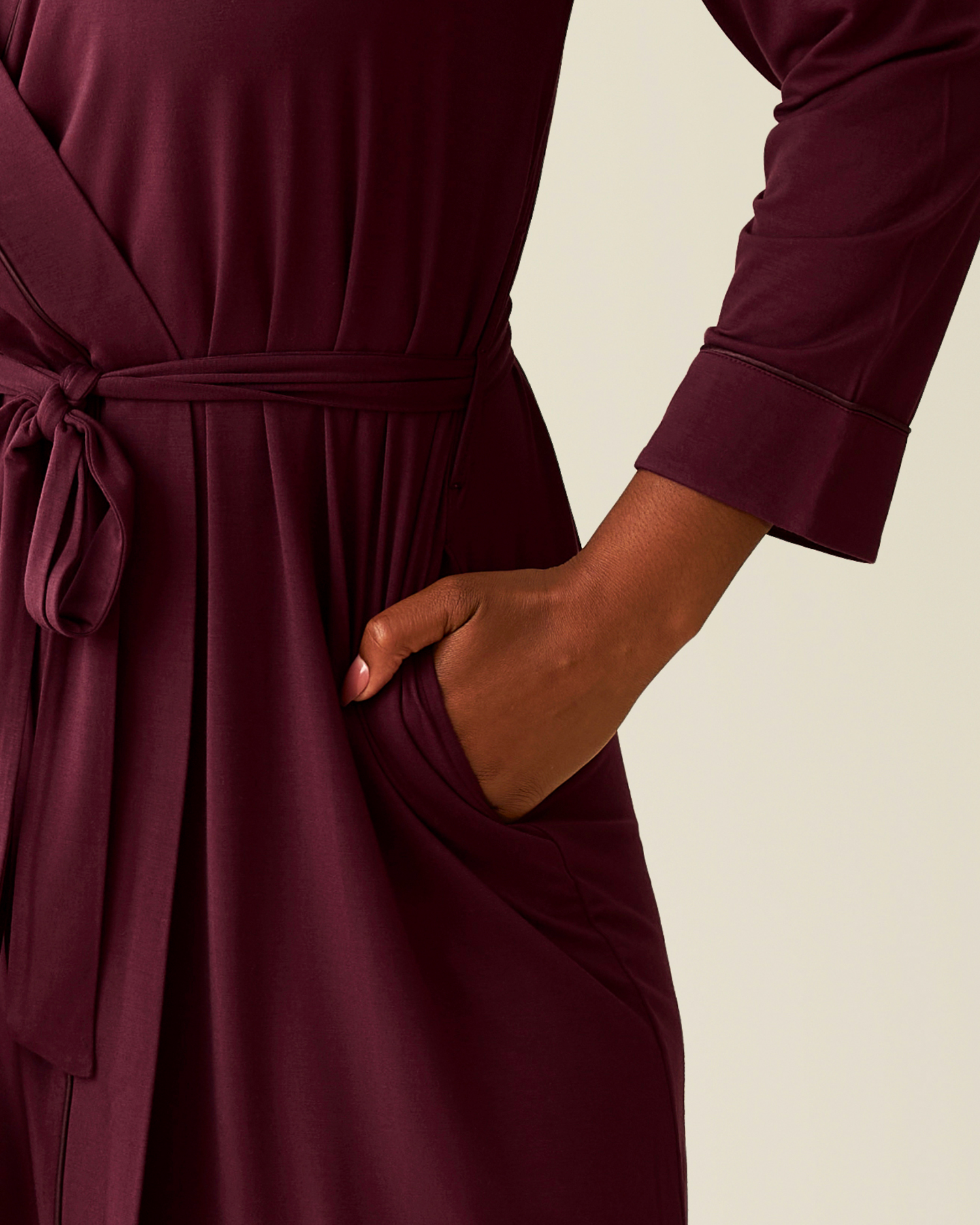 Clea Bamboo Robe | Deep Burgundy