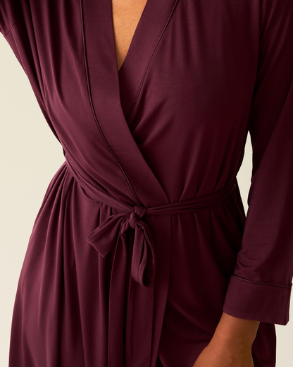 Clea Bamboo Robe | Deep Burgundy