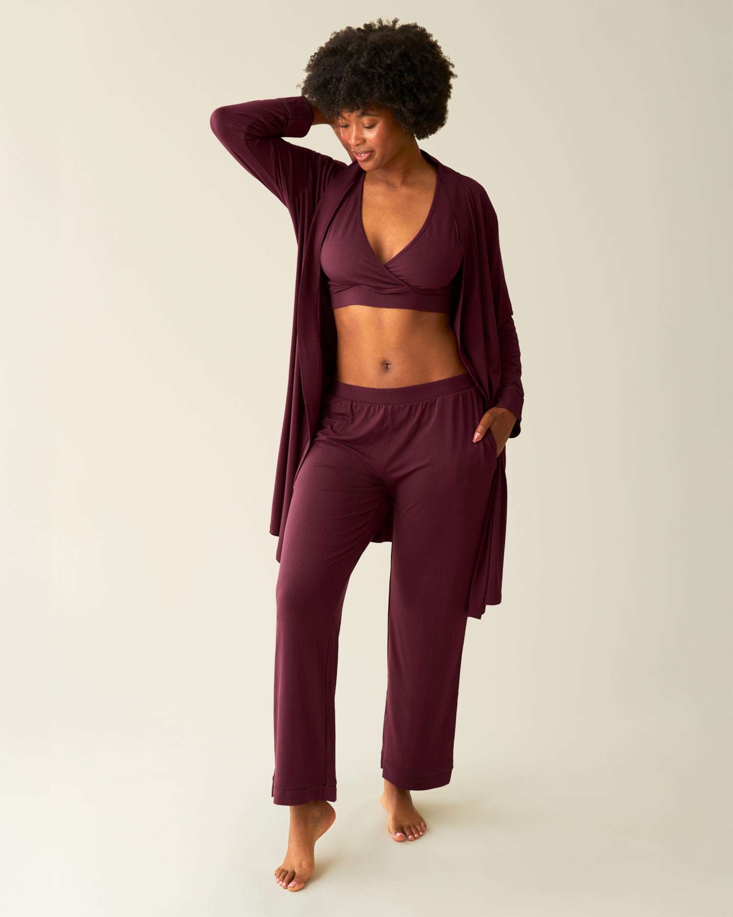 Clea Bamboo Robe | Deep Burgundy