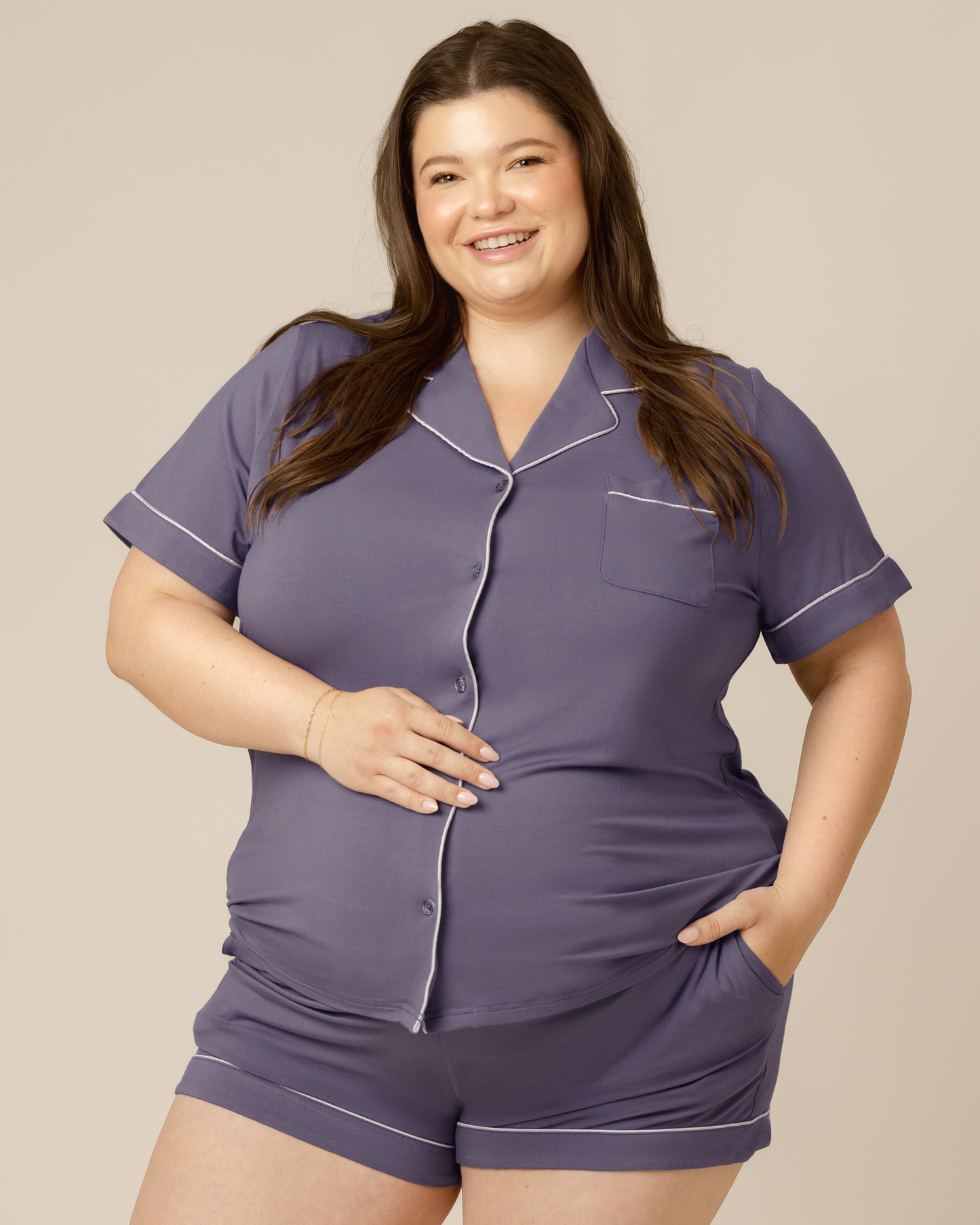 Clea Bamboo Short Sleeve Pajama Set | Granite