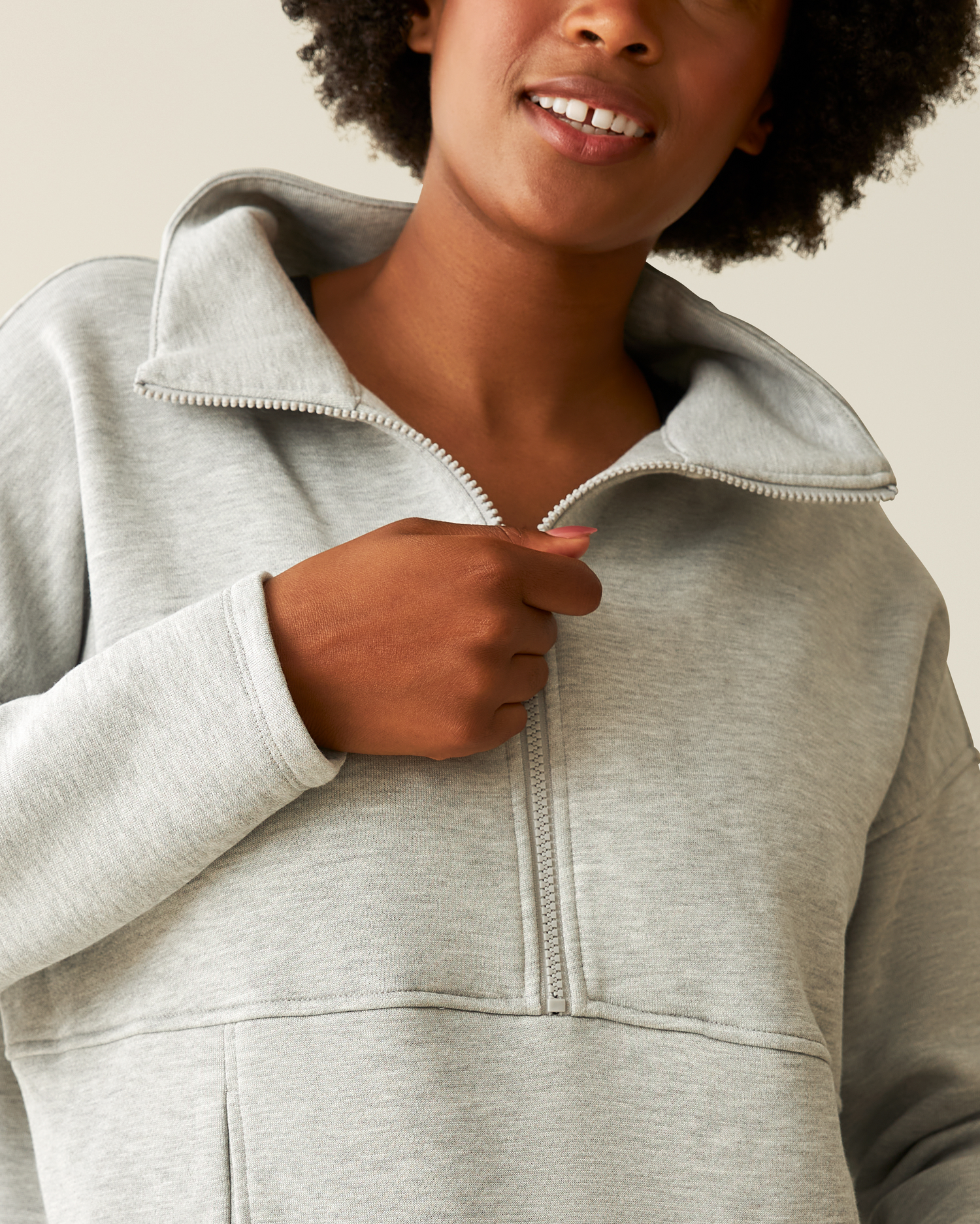 Cloud Fleece Half Zip Nursing Pullover | Grey Heather
