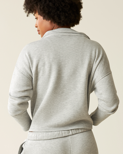 Cloud Fleece Half Zip Nursing Pullover | Grey Heather