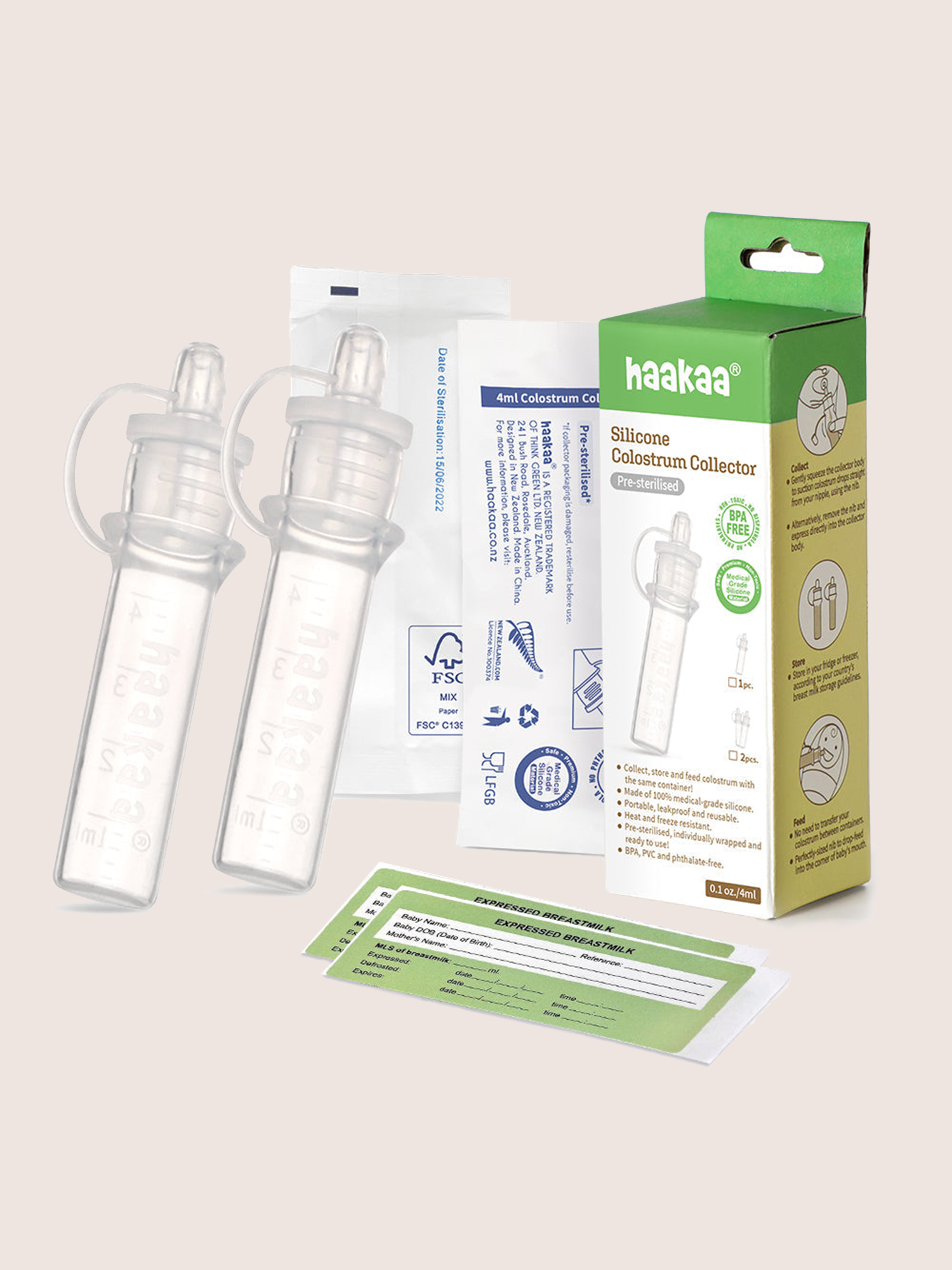 Haakaa - Silicone Colostrum Collectors 4 ml, 2 PK (Pre-Sterilized)