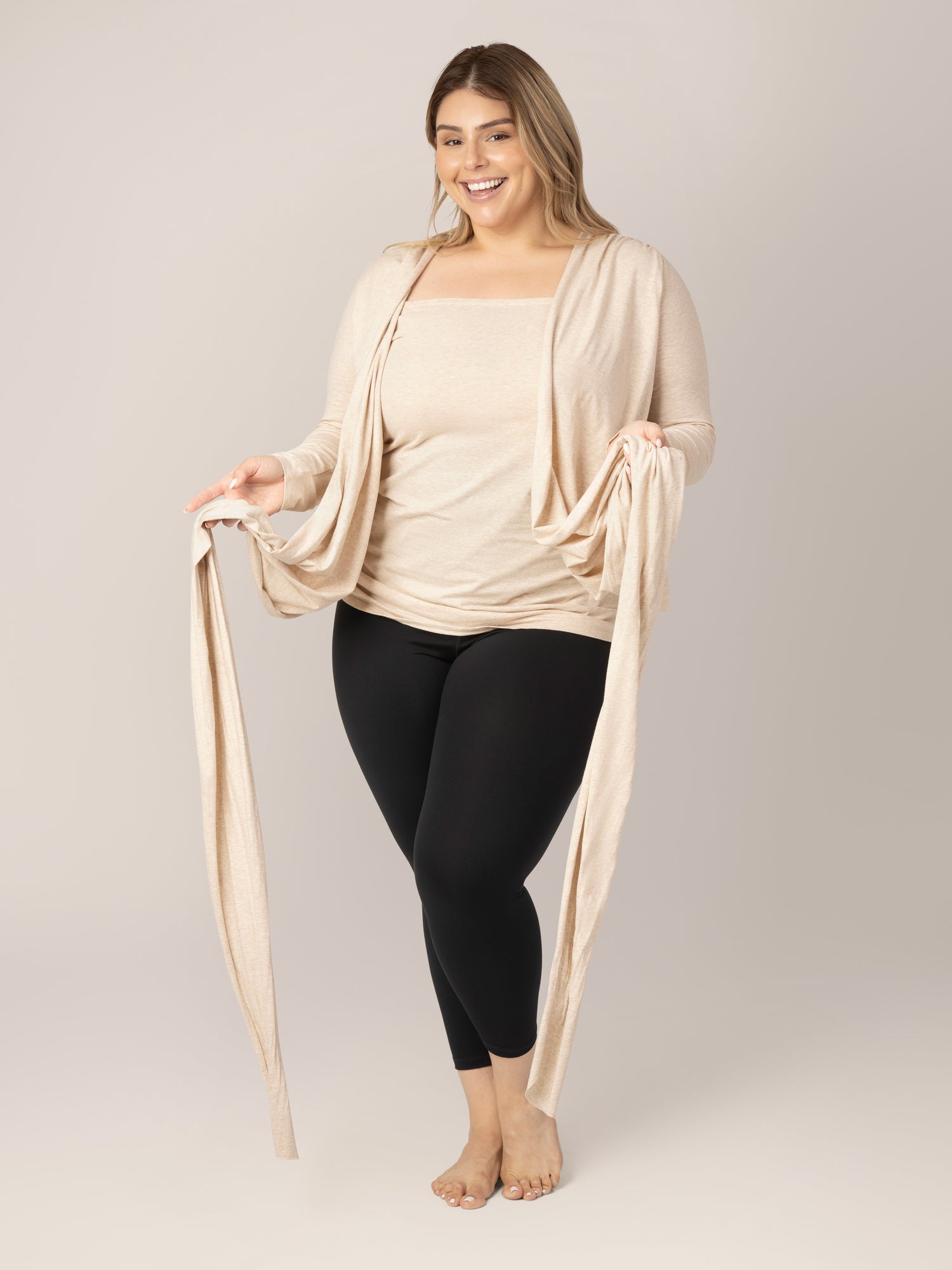 Organic Cotton Skin to Skin Long Sleeve Wrap Top | Oatmeal Heather