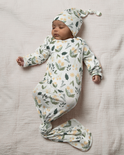Bamboo Knotted Baby Gown & Hat | Honey Dandelion