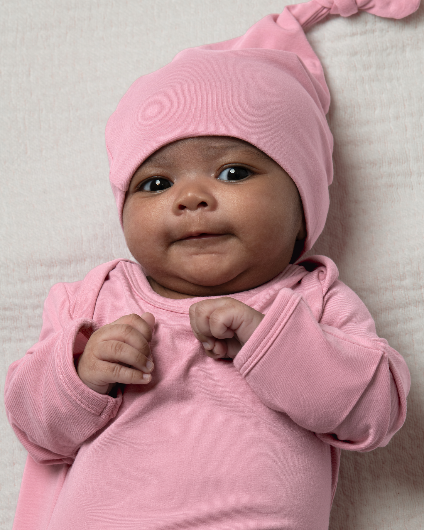 Bamboo Knotted Baby Gown & Hat | Light Mauve