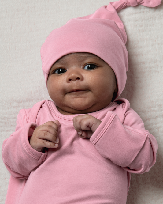 Bamboo Knotted Baby Gown & Hat | Light Mauve