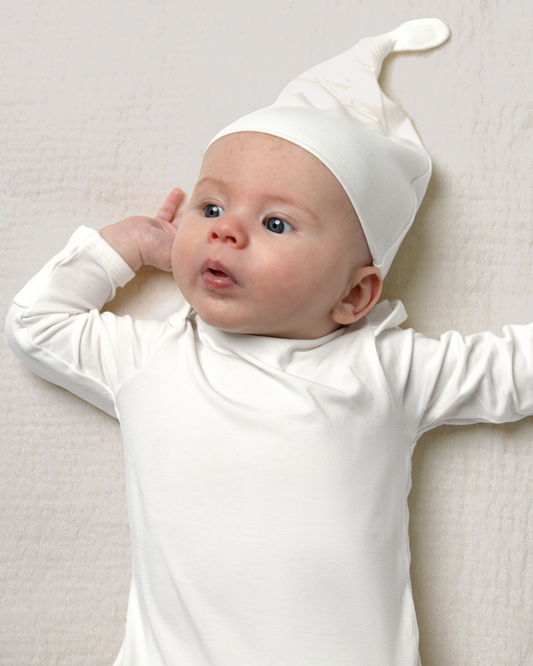Bamboo Knotted Baby Gown & Hat | Pearl