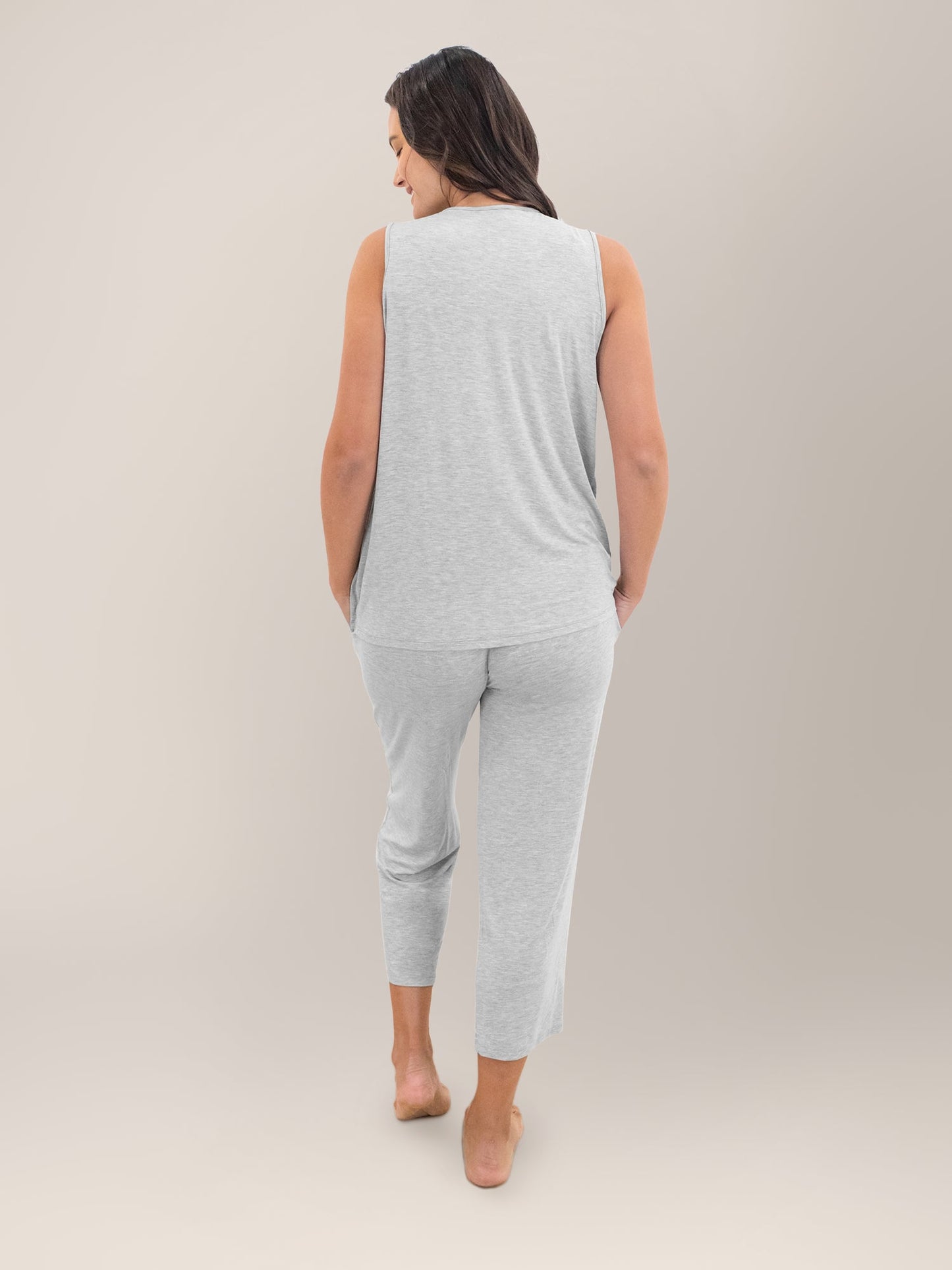 Tulip Hem Nursing Tank & Capri Pajama Set | Grey Heather