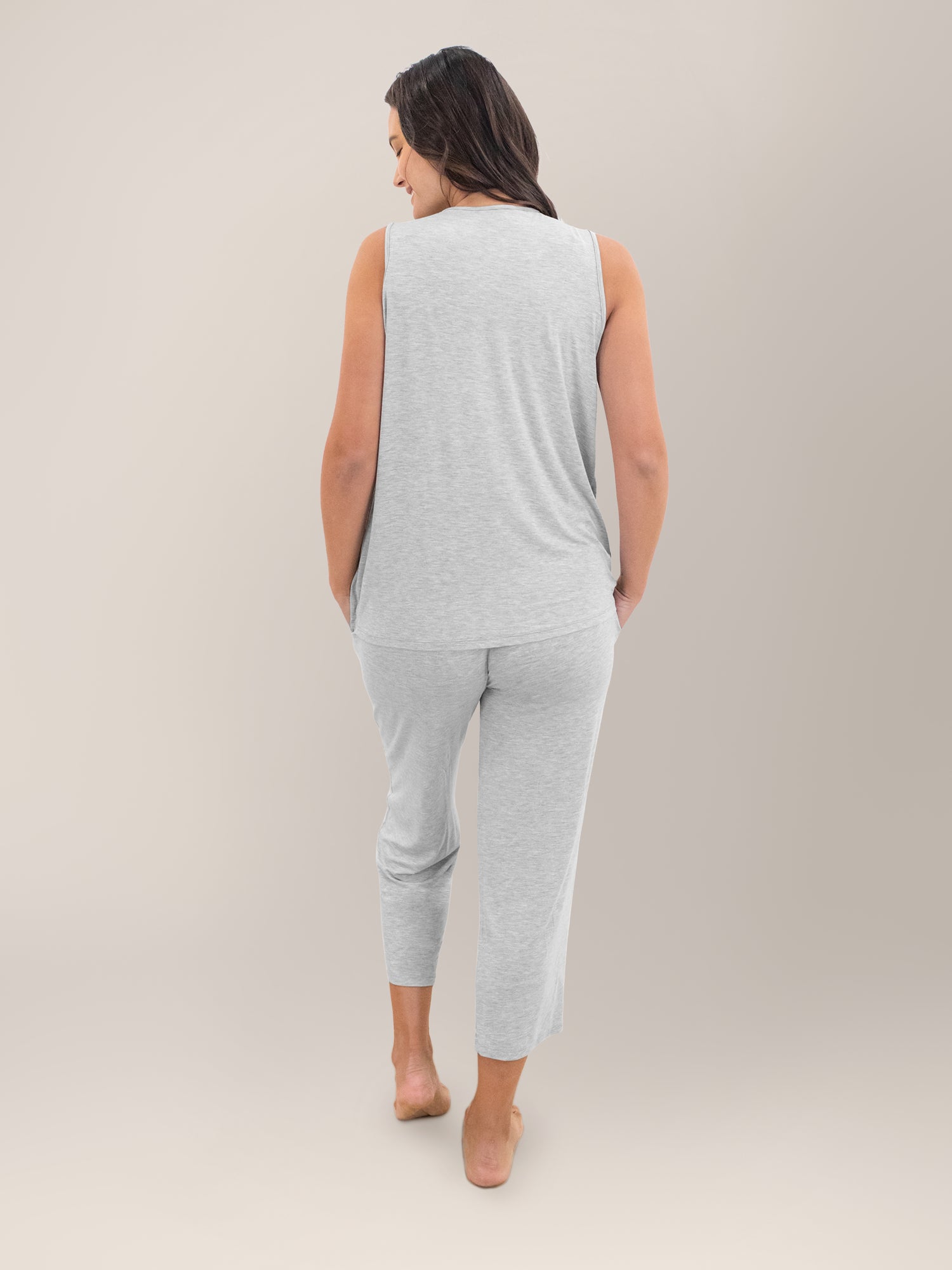 Tulip Hem Nursing Tank & Capri Pajama Set | Grey Heather