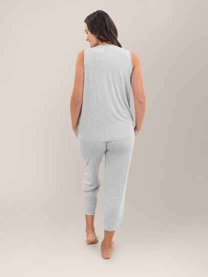 Tulip Hem Nursing Tank & Capri Pajama Set | Grey Heather