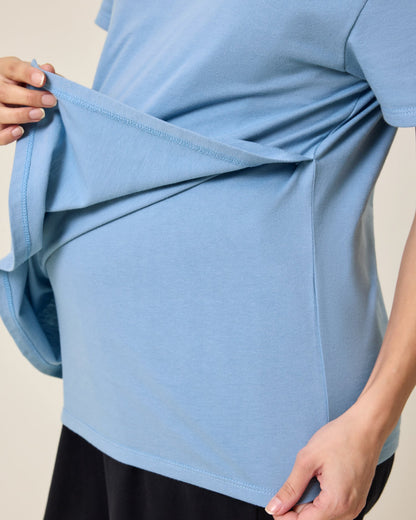 Relaxed Cotton Maternity & Nursing T-shirt | Vintage Blue