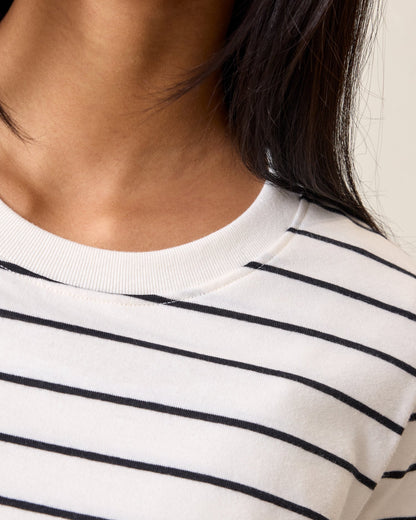 Classic Cotton Nursing T-shirt | White & Black Stripe