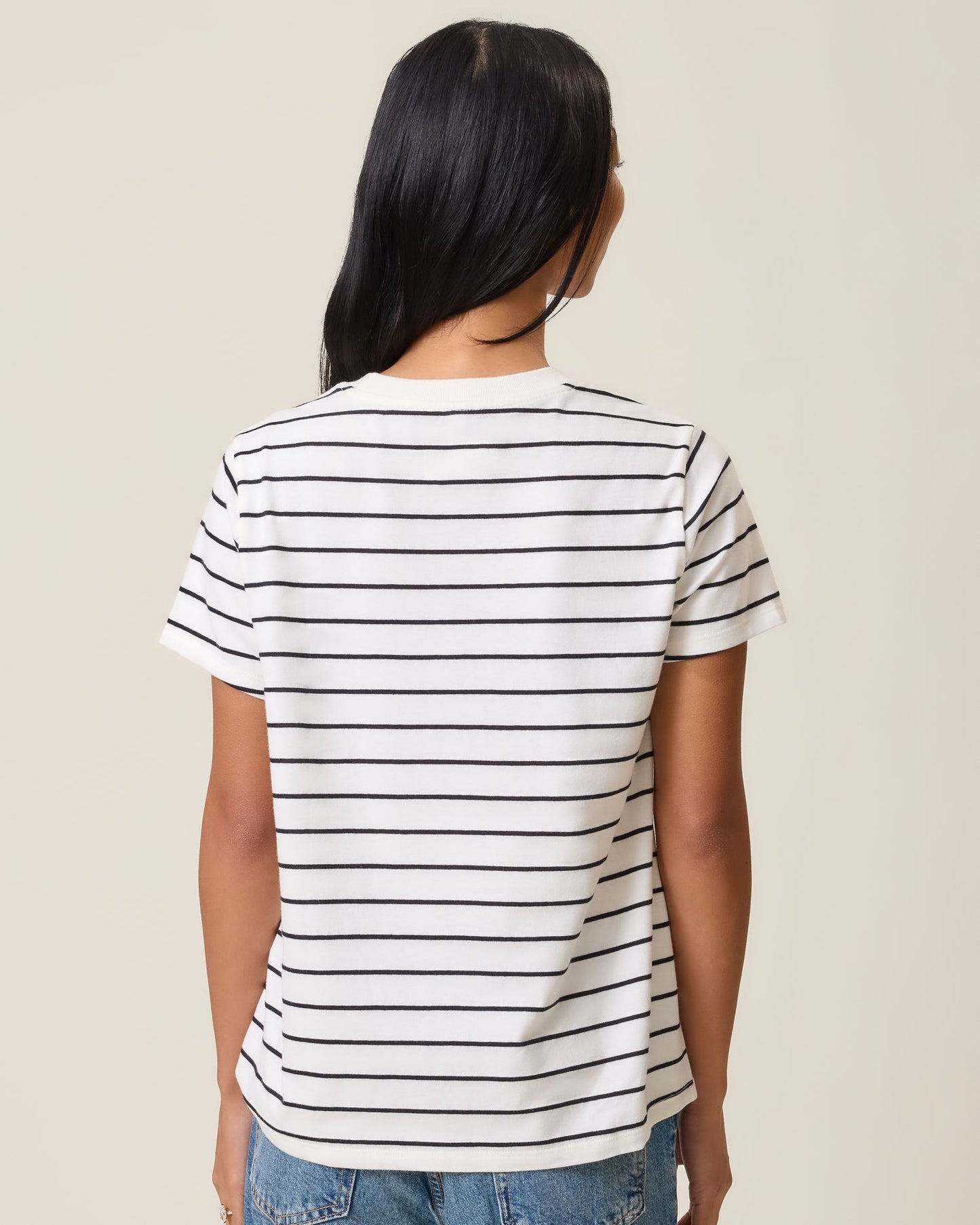 Classic Cotton Nursing T-shirt | White & Black Stripe