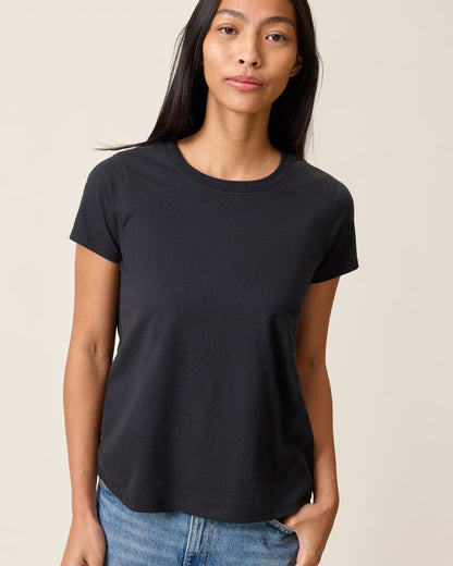 Cotton Crew Neck Nursing T-shirt | Black