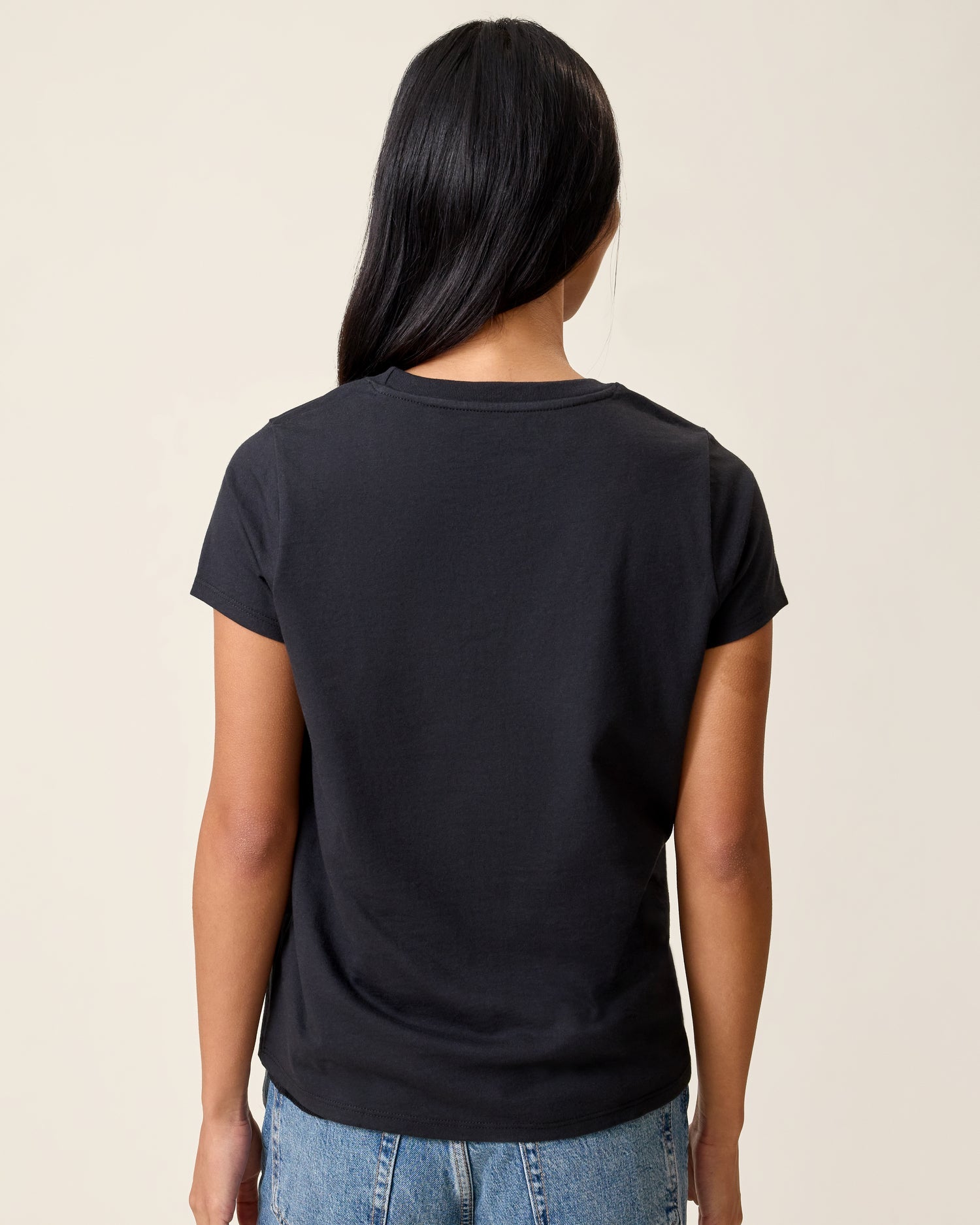 Cotton Crew Neck Nursing T-shirt | Black