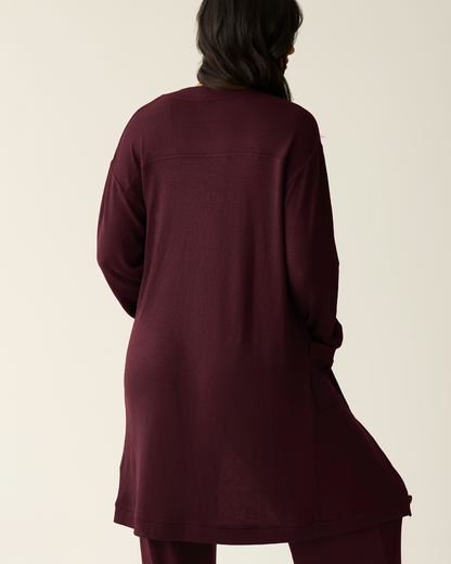 CozyKnit Long Cardigan | Deep Burgundy