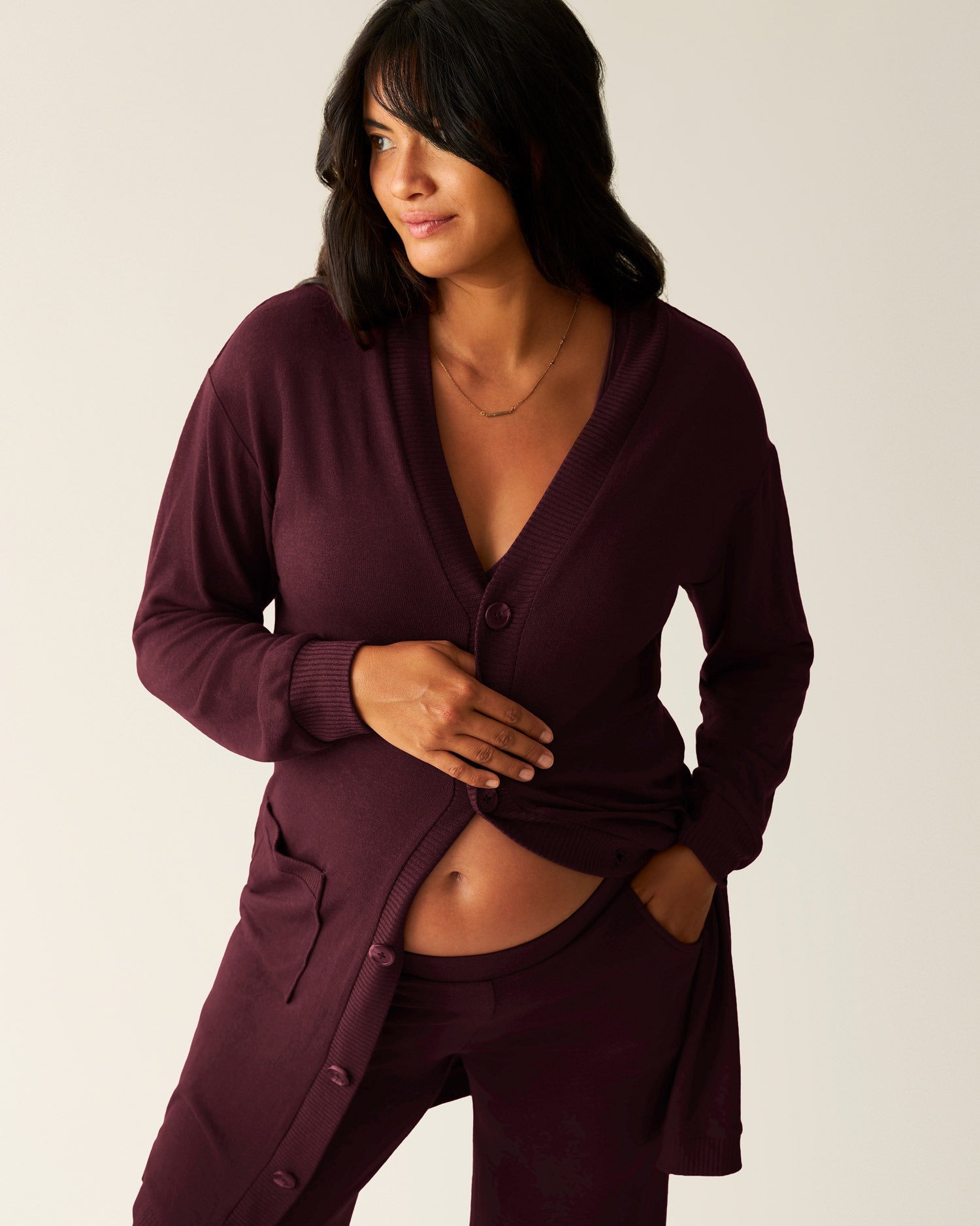 CozyKnit Long Cardigan | Deep Burgundy
