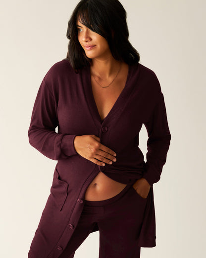 CozyKnit Long Cardigan | Deep Burgundy