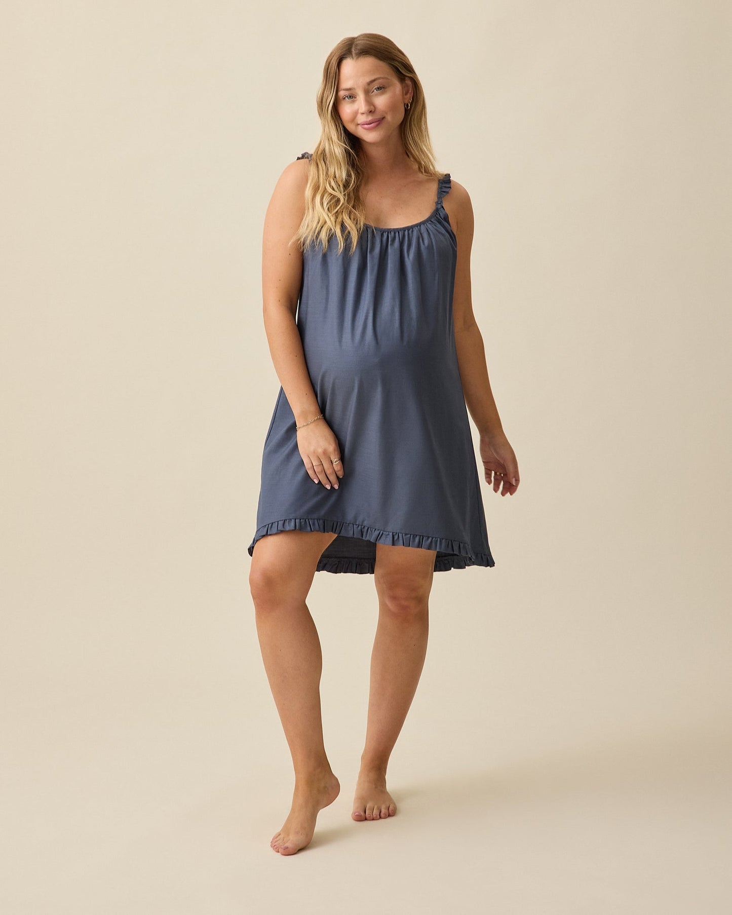 Dreamy Cotton Maternity & Nursing Nightgown | Midnight Blue