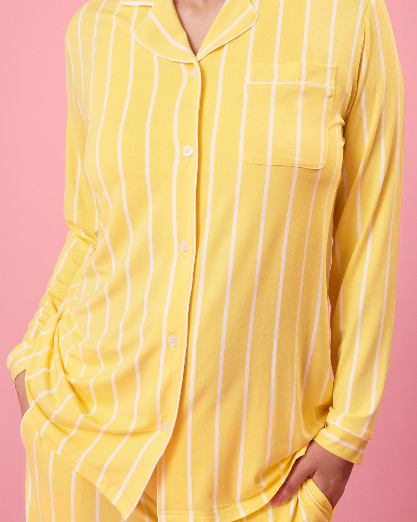 Clea Bamboo Long Sleeve Pajama Set | Dandelion Stripe