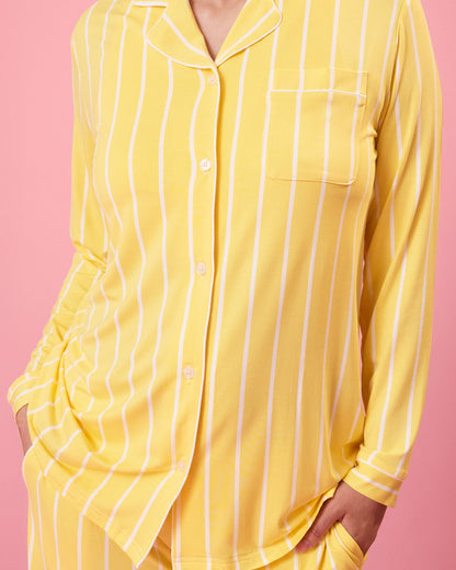 Clea Bamboo Long Sleeve Pajama Set | Dandelion Stripe
