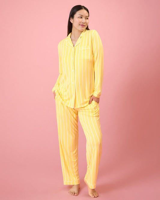Clea Bamboo Long Sleeve Pajama Set | Dandelion Stripe