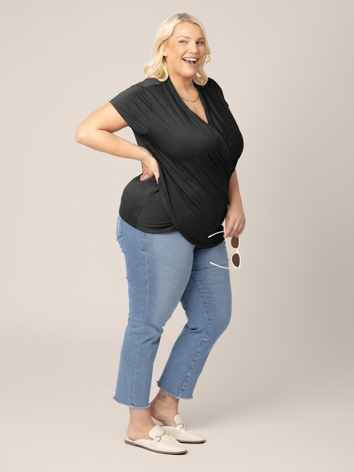 Bamboo Draped Nursing Top | Black