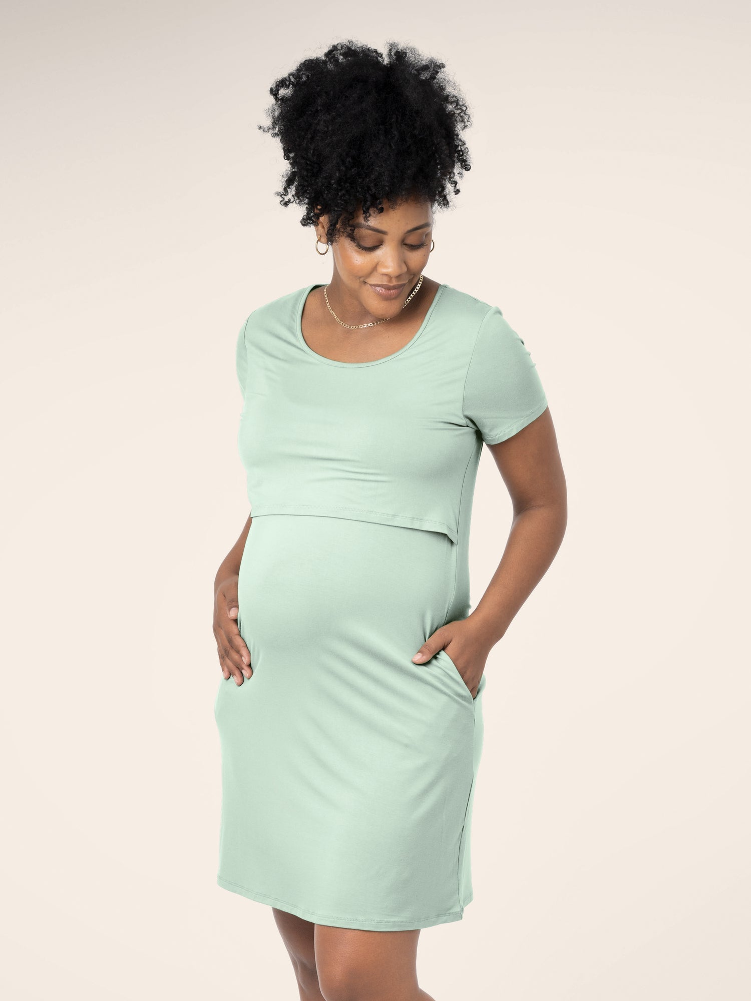 Eleanora Bamboo Maternity & Nursing Dress | Soft Mint